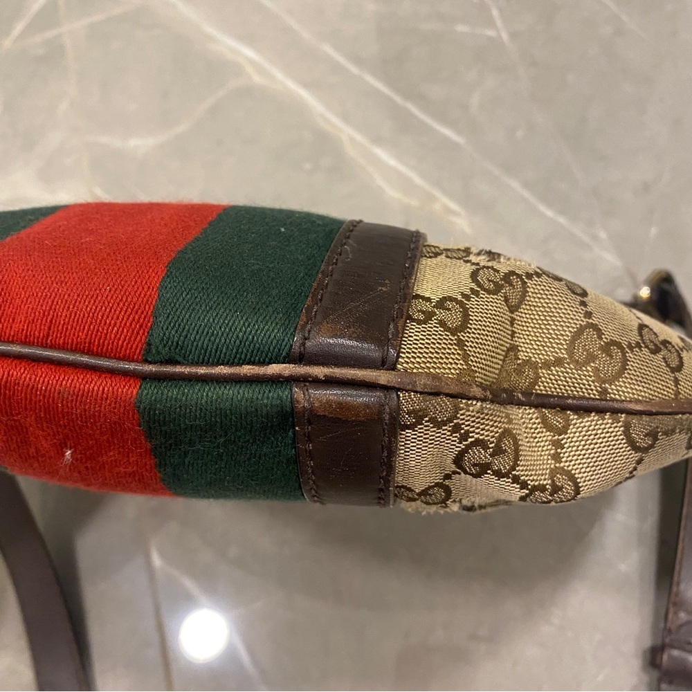 AUTHENTIC 💕Gucci💕 GG Canvas Web Half Moon Hobo Bag - Picture 14 of 16